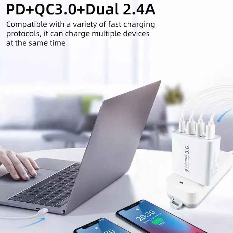 A3 PD 18W USB-C / Type-C + QC3.0 USB + Dual USB Interface Travel Charger