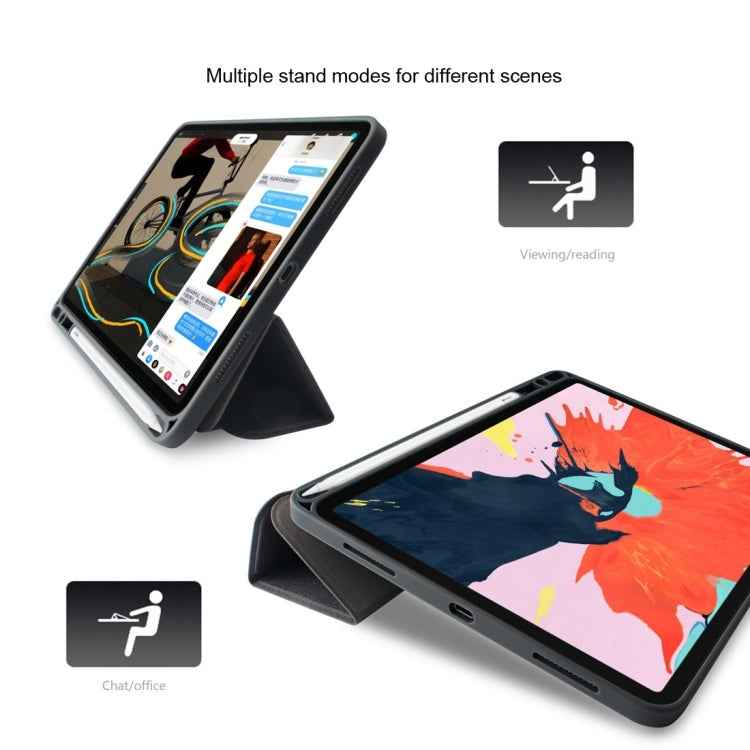 Mutural Exquisite Series Cloth Texture PU+TPU Leather Case with 3-Fold Holder & Pen Slot & Sleep & Wake-up Function