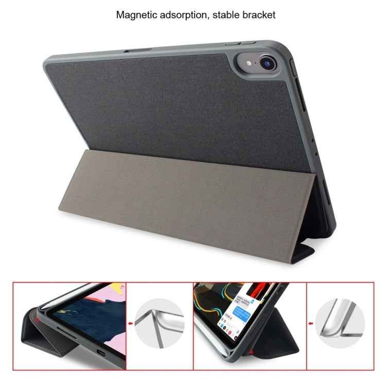 Mutural Exquisite Series Cloth Texture PU+TPU Leather Case with 3-Fold Holder & Pen Slot & Sleep & Wake-up Function