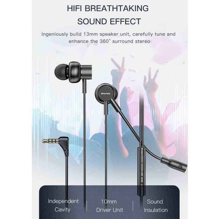awei ES-180i In-ear E-sports Wired Earphone with Microphone