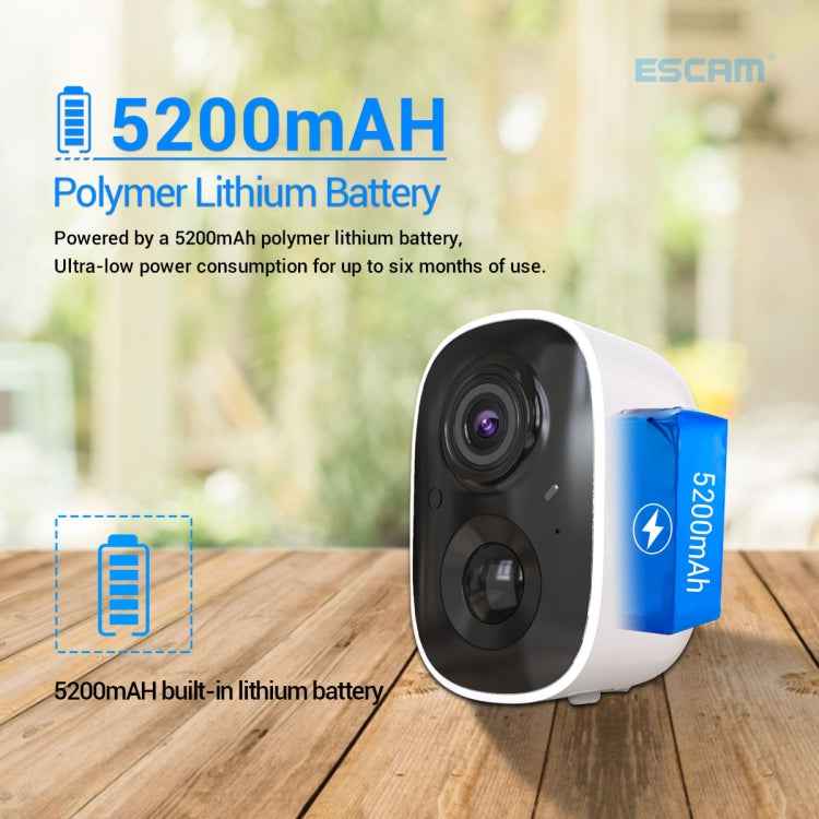 ESCAM G14 Rechargeable 1080P Full HD AI Recognition Infrared Night Vision WiFi Camera