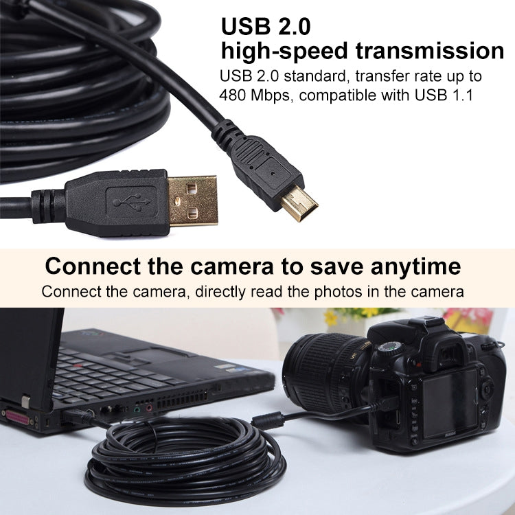 Mini 5 Pin to USB 2.0 Camera Extension Data Cable, 1.5m, 2m, 3m, 5m
