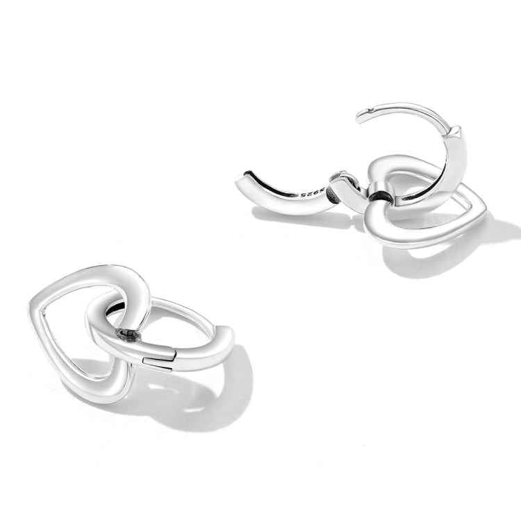 S925 Sterling Silver Heart Ear Buckle Women Earrings