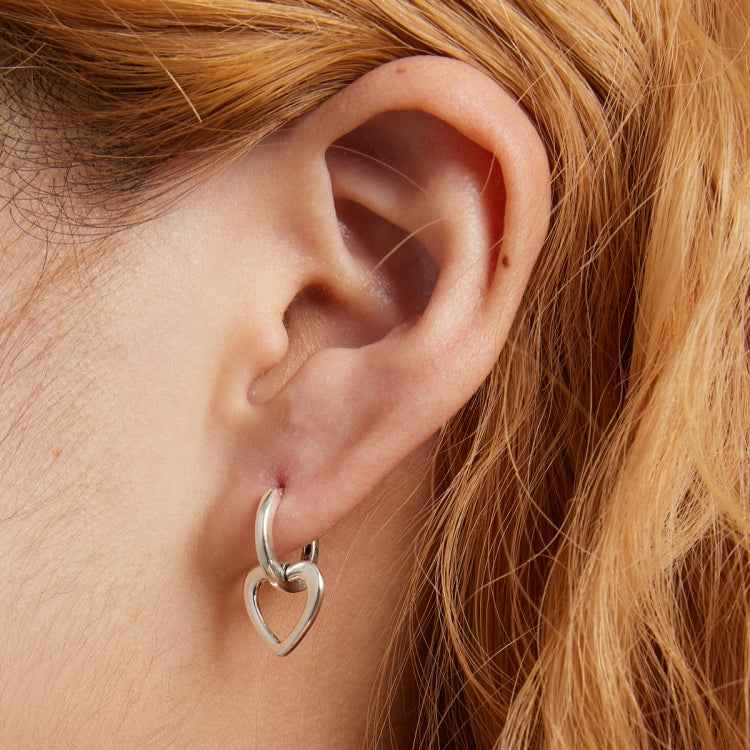 S925 Sterling Silver Heart Ear Buckle Women Earrings