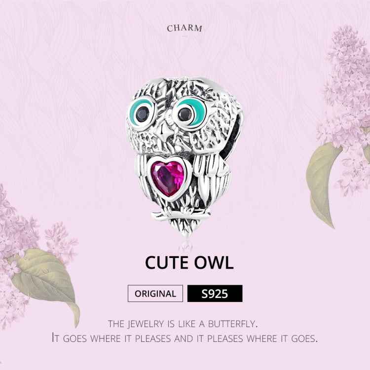 S925 Sterling Silver Cute Owl Beads DIY Bracelet Necklace Accessories