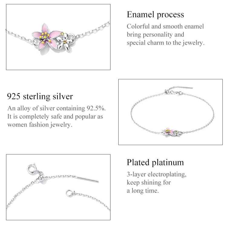 S925 Sterling Silver Cherry Blossom Bracelet Women Jewelry