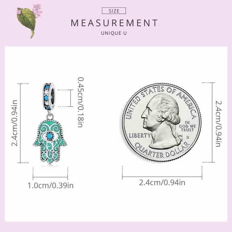 S925 Sterling Silver Silver Hand Of Fatima Pendant DIY Bracelet Necklace Accessories