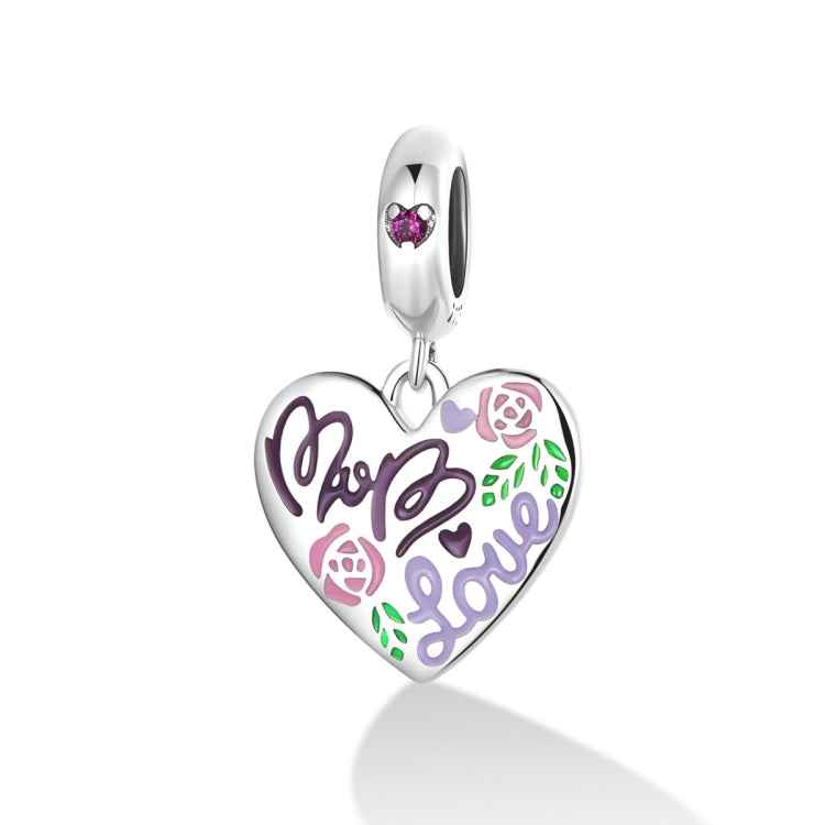 S925 Sterling Silver Silver Colorful Doodle Heart Pendant DIY Bracelet Necklace Accessories