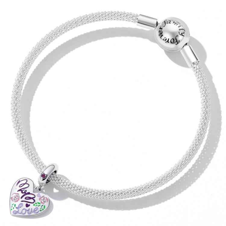 S925 Sterling Silver Silver Colorful Doodle Heart Pendant DIY Bracelet Necklace Accessories