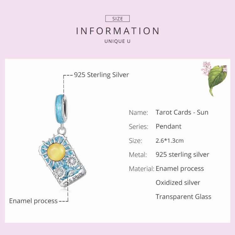 S925 Sterling Silver Tarot Sun Pendant DIY Bracelet Necklace Accessories