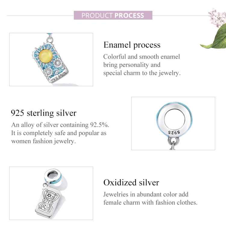 S925 Sterling Silver Tarot Sun Pendant DIY Bracelet Necklace Accessories