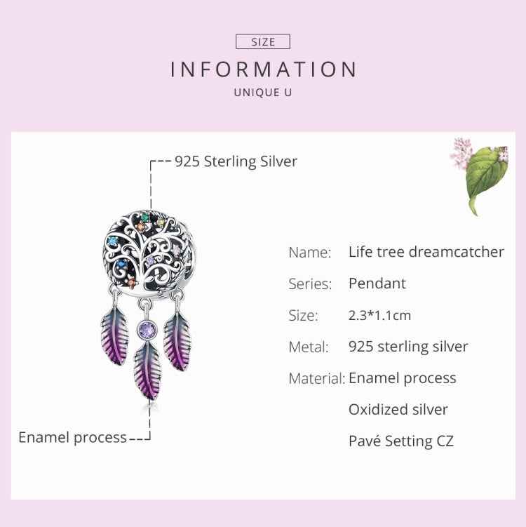 S925 Sterling Silver Tree Of Life Dream Catcher Beads DIY Bracelet Necklace Accessories