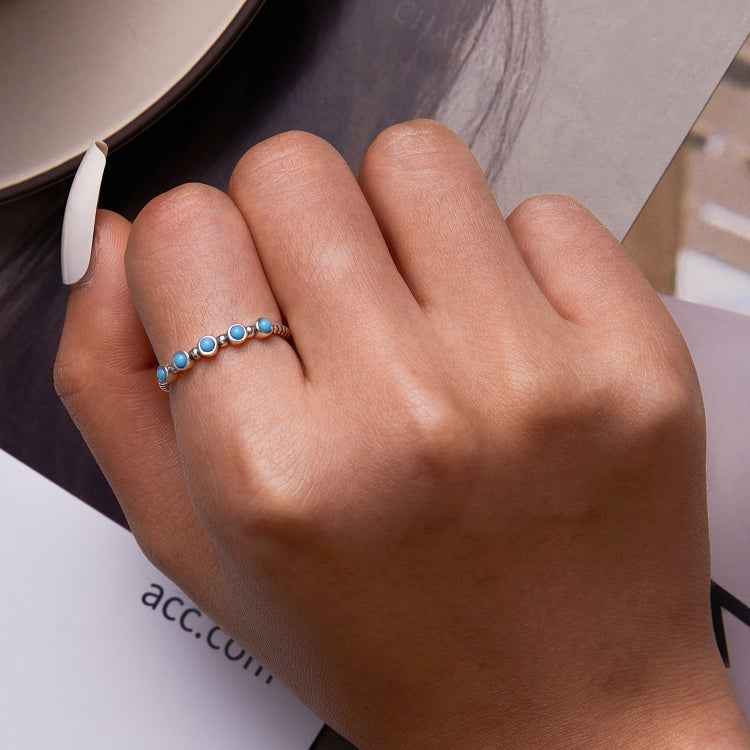 S925 Sterling Silver Turquoise Twist Women Open Ring