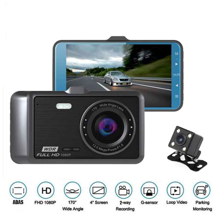 Anytek A60 Car 4 inch IPS Screen HD 1080P 170 Degree Wide Angle Dual Camera ADAS Driving Recorder