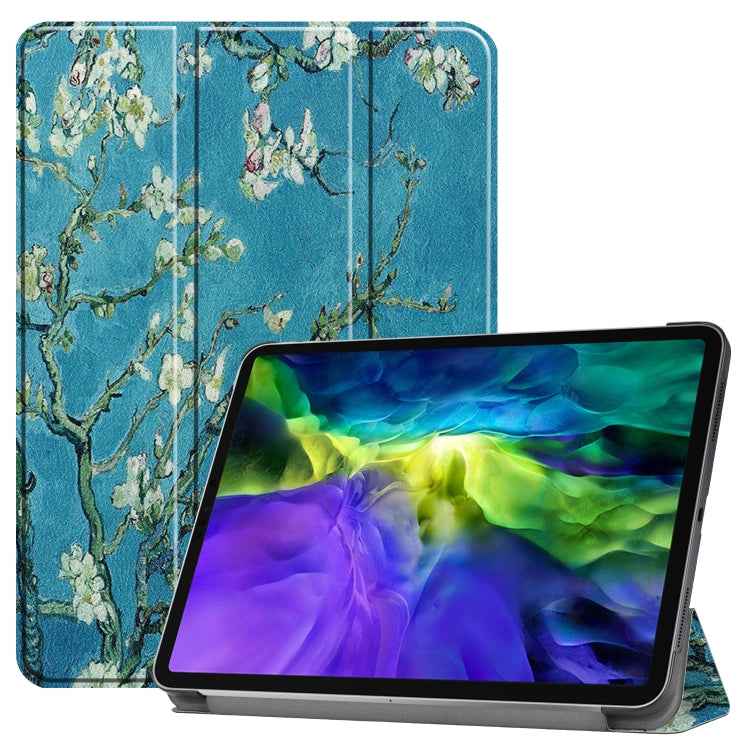 Custer Painted TPU Smart Tablet Leather Case with Sleep Function & Tri-Fold Bracket & Pen Slot
