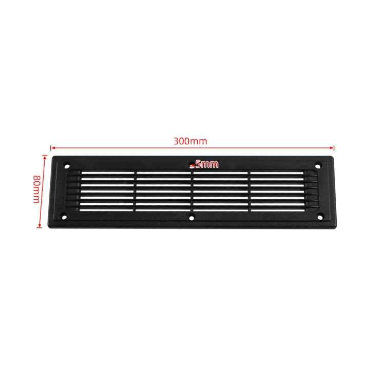 A6792 300x80mm Black Straight Louvered Ventilation Plastic Venting Panel Cover