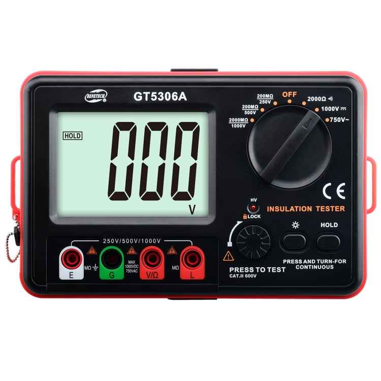 BENETECH GT5306A Insulation Resistance Tester, Battery Not Included