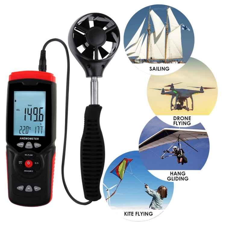 BENETECH GT8913 Handheld Digital LCD Hot Wire Anemometer, Battery Not Included