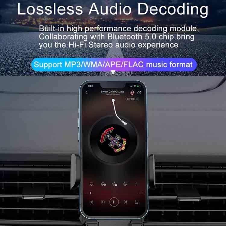 C1 Car Bluetooth 5.0 MP3 Player FM Transmitter Air Outlet Phone Holder