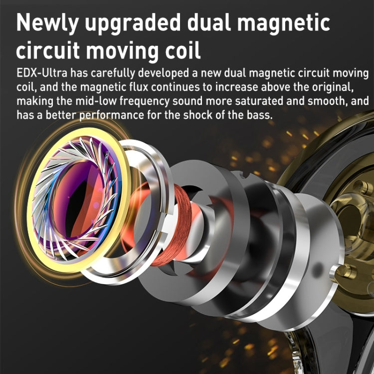 KZ-EDX Ultra Dual Magnetic Dynamic In-Ear Headphones, With Microphone, Without Microphone