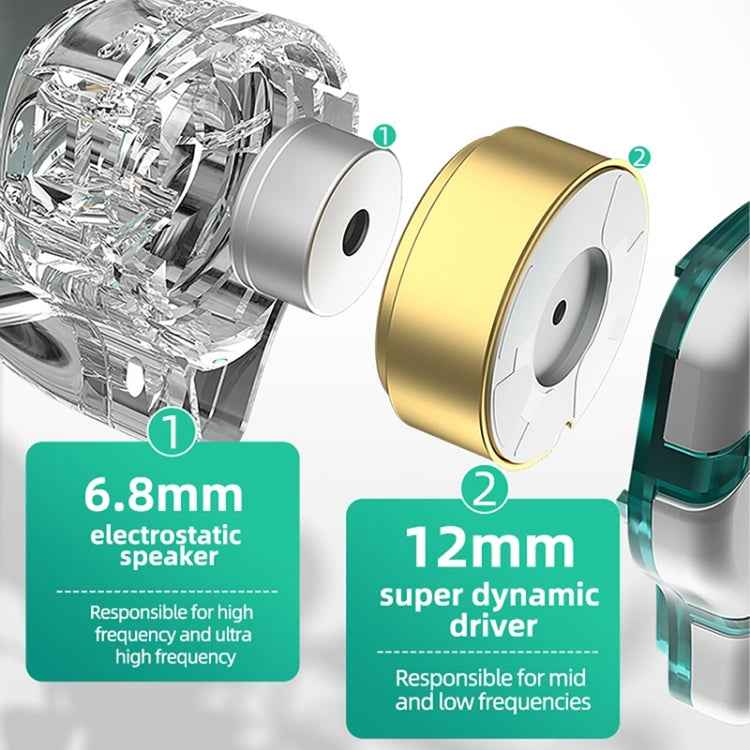 KZ-ZES Electrostatic Dynamic Hybrid HIFI In-Ear Headphones, With Microphone, Without Microphone