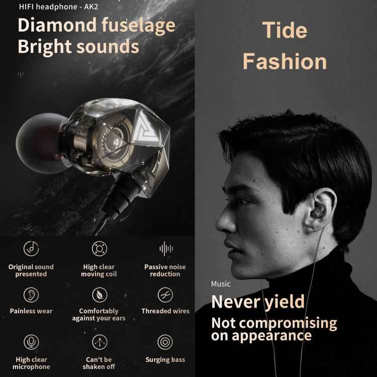 QKZ AK2 Sports In-ear Wired HiFi Sound Heavy Bass 3.5mm Earphone with Mic