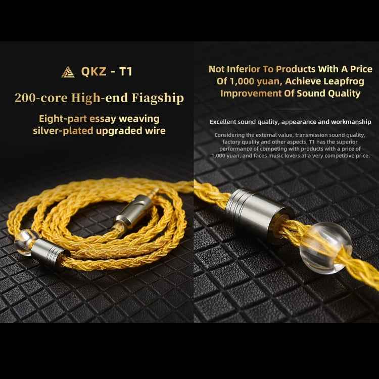 QKZ T1 8 Core TC Silver Plated 3.5mm 0.75mm 2PIN HIFI Earphone Update Cable