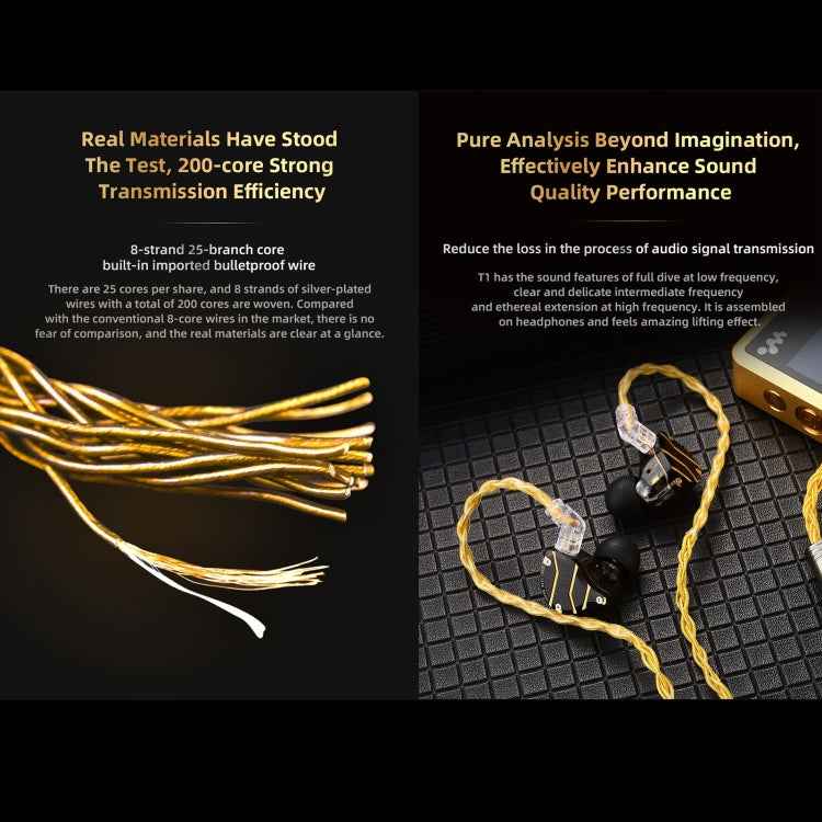 QKZ T1 8 Core TC Silver Plated 3.5mm 0.75mm 2PIN HIFI Earphone Update Cable