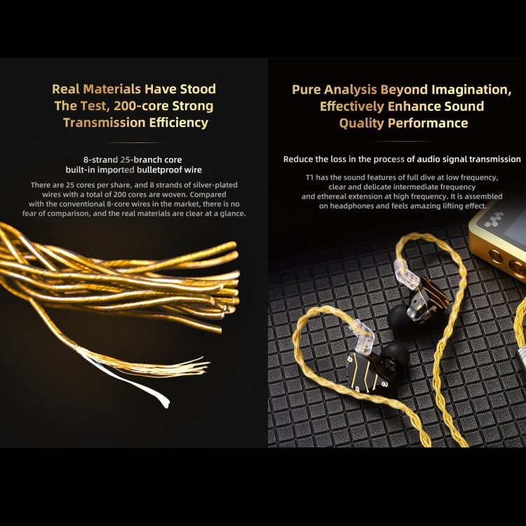 QKZ T1 8 Core TC Silver Plated 3.5mm 0.75mm 2PIN HIFI Earphone Update Cable