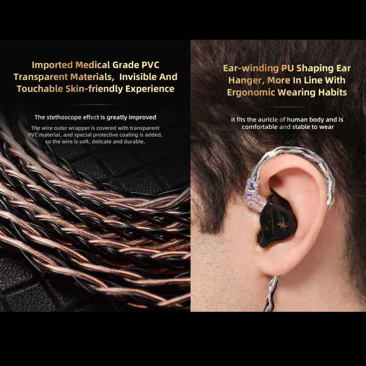 QKZ T1 8 Core TC Silver Plated 3.5mm 0.75mm 2PIN HIFI Earphone Update Cable