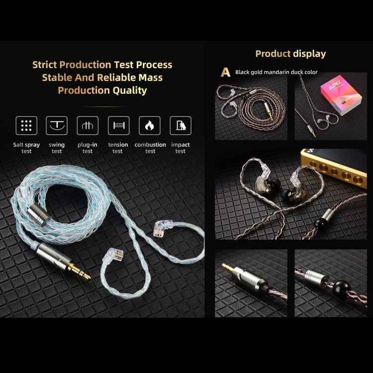 QKZ T1 8 Core TC Silver Plated 3.5mm 0.75mm 2PIN HIFI Earphone Update Cable