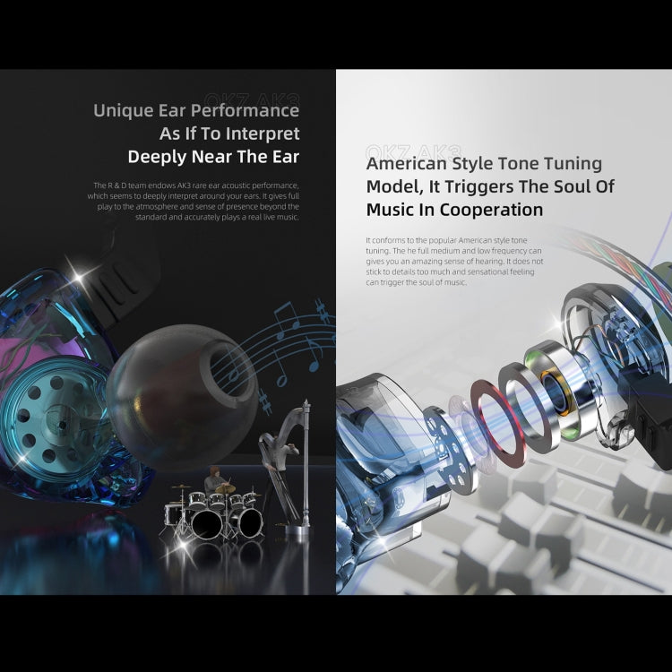 QKZ AK3 FiLe In-ear Subwoofer Wire-controlled Earphone with Mic