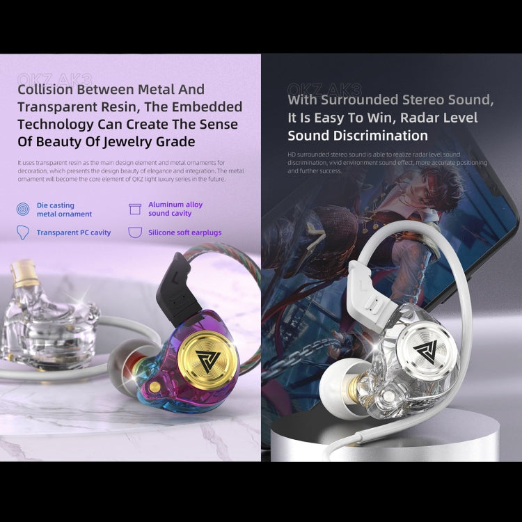 QKZ AK3 FiLe In-ear Subwoofer Wire-controlled Earphone with Mic