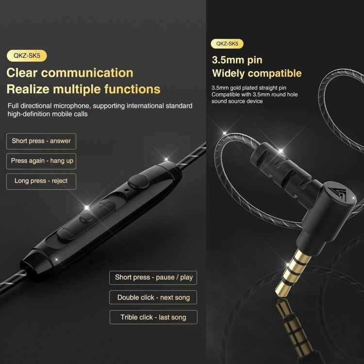 QKZ SK5 In-ear Subwoofer Wire-controlled Music Earphone with Mic