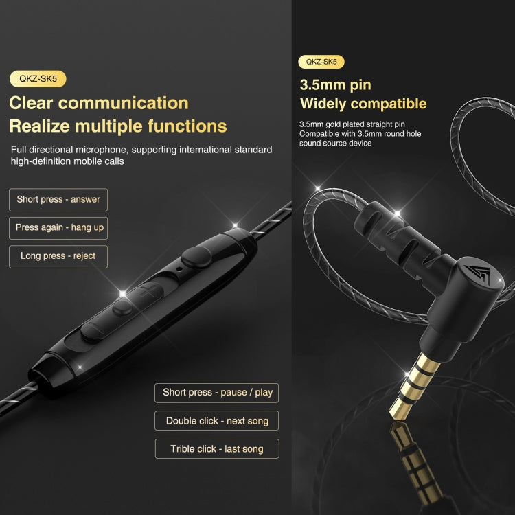 QKZ SK5 In-ear Subwoofer Wire-controlled Music Earphone with Mic