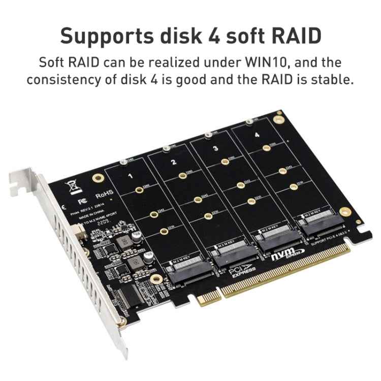 PH44 NVME 4 Disk Array Card PCI-E Signal Split Array Card