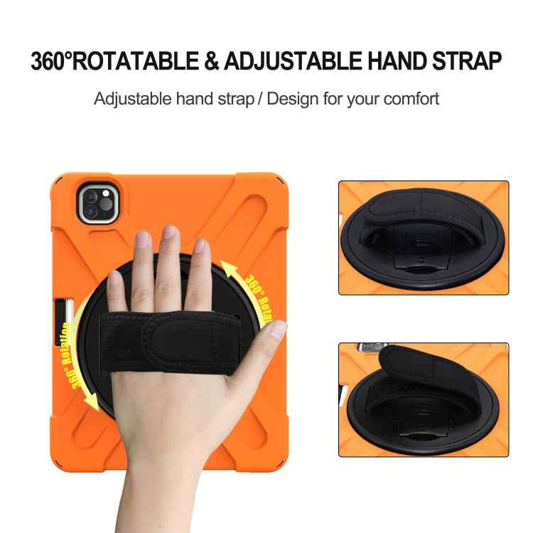 For iPad Pro 11 (2020) 360 Degree Rotation Silicone Protective Cover with Holder & Hand Strap & Long Strap & Pencil Slot