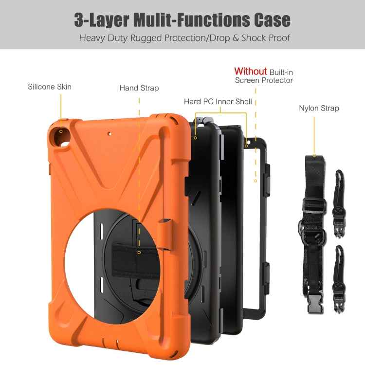 360 Degree Rotation Silicone Protective Cover with Holder & Hand Strap & Long Strap & Pencil Slot