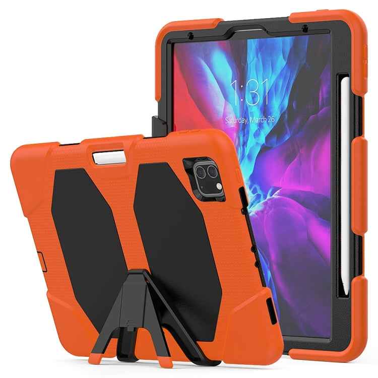 For iPad Pro 11 inch (2020) Shockproof Colorful Silicon + PC Protective Case with Holder & Shoulder Strap & Hand Strap & Pen Slot