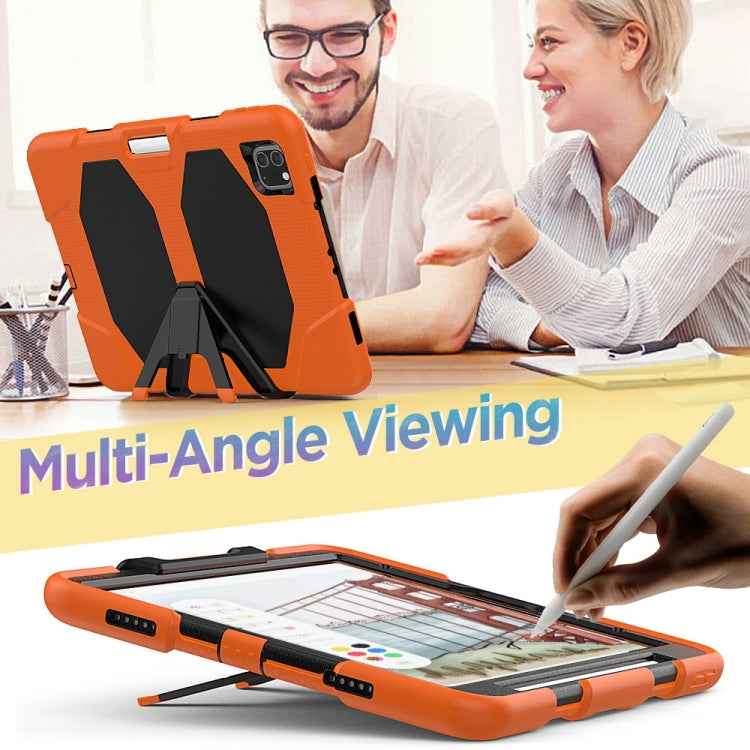 For iPad Pro 11 inch (2020) Shockproof Colorful Silicon + PC Protective Case with Holder & Shoulder Strap & Hand Strap & Pen Slot