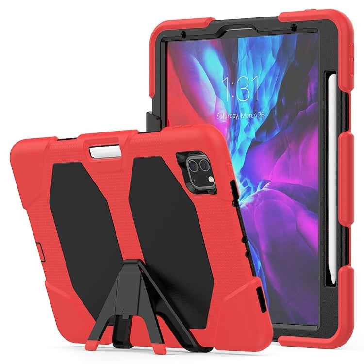 For iPad Pro 11 inch (2020) Shockproof Colorful Silicon + PC Protective Case with Holder & Shoulder Strap & Hand Strap & Pen Slot