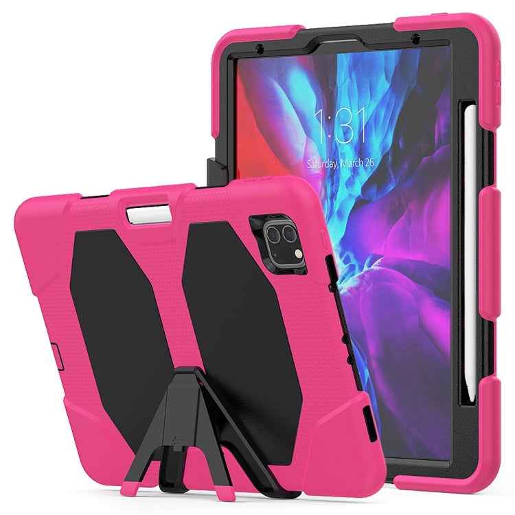 For iPad Pro 11 inch (2020) Shockproof Colorful Silicon + PC Protective Case with Holder & Shoulder Strap & Hand Strap & Pen Slot