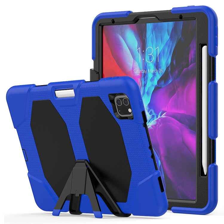 For iPad Pro 11 inch (2020) Shockproof Colorful Silicon + PC Protective Case with Holder & Shoulder Strap & Hand Strap & Pen Slot