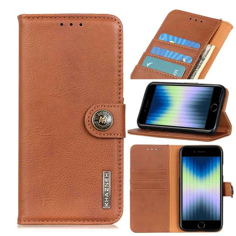 KHAZNEH Cowhide Texture PU + TPU Left and Right Open Leather Case with Bracket & Line Card and Wallet