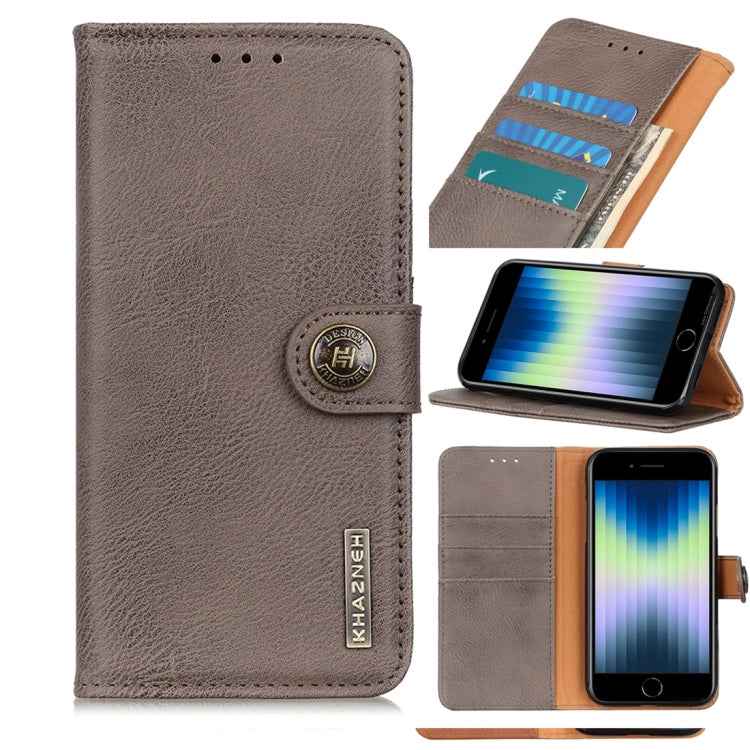 KHAZNEH Cowhide Texture PU + TPU Left and Right Open Leather Case with Bracket & Line Card and Wallet