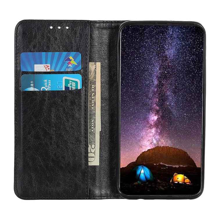 Magnetic Suction Crazy Horse Pattern PU Left and Right Open with Bracket and Card Slot and Wallet