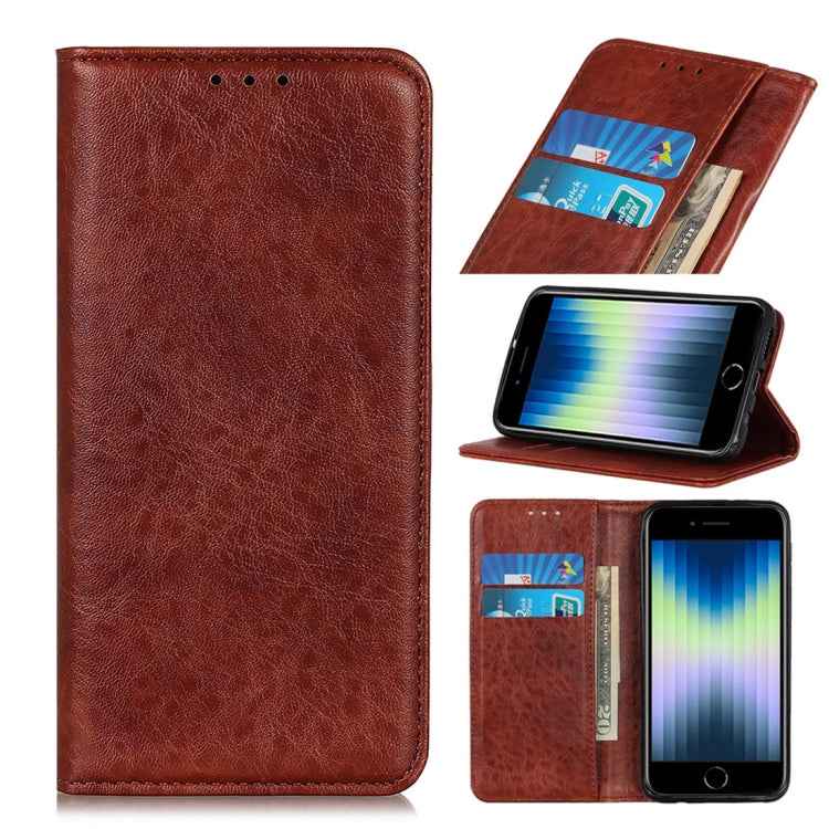 Magnetic Suction Crazy Horse Pattern PU Left and Right Open with Bracket and Card Slot and Wallet
