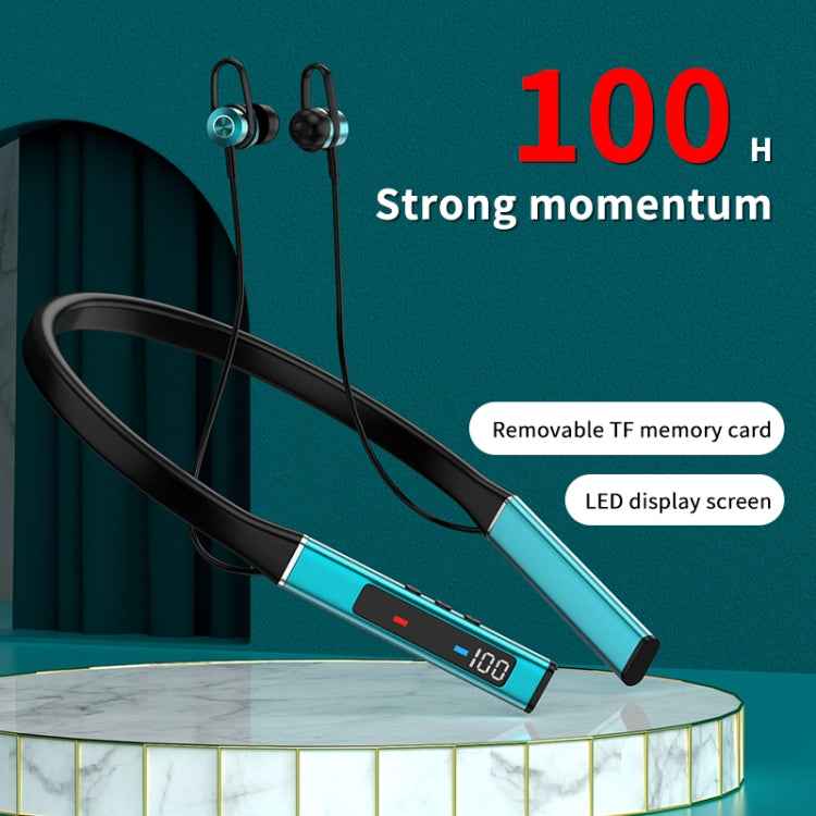 k18 Wireless Bluetooth Neck-mounted Magnetic Noise Cancelling Earphone with Digital Display Function