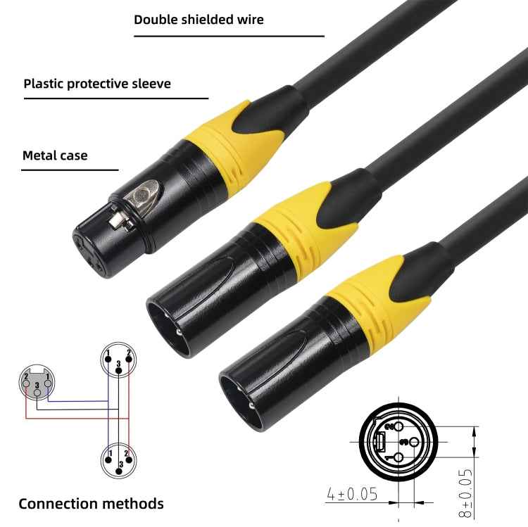 XK303MMF-10 3pin XLR Female to Dual XLR Male Audio Cable, Length: 1m