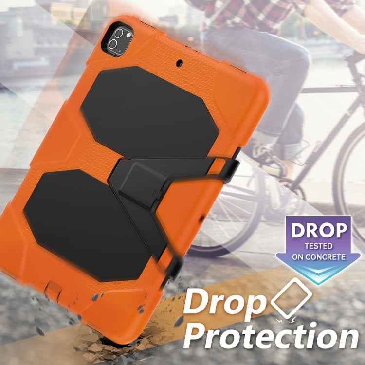 For iPad Pro 12.9 inch (2020) Shockproof Colorful Silicon + PC Protective Case with Holder & Shoulder Strap & Hand Strap & Pen Slot